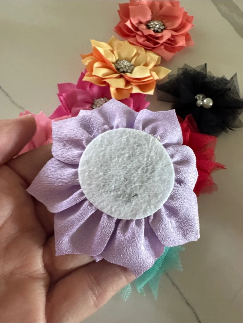 Assorted Fabric Flower Appliqués - Multicolor Set